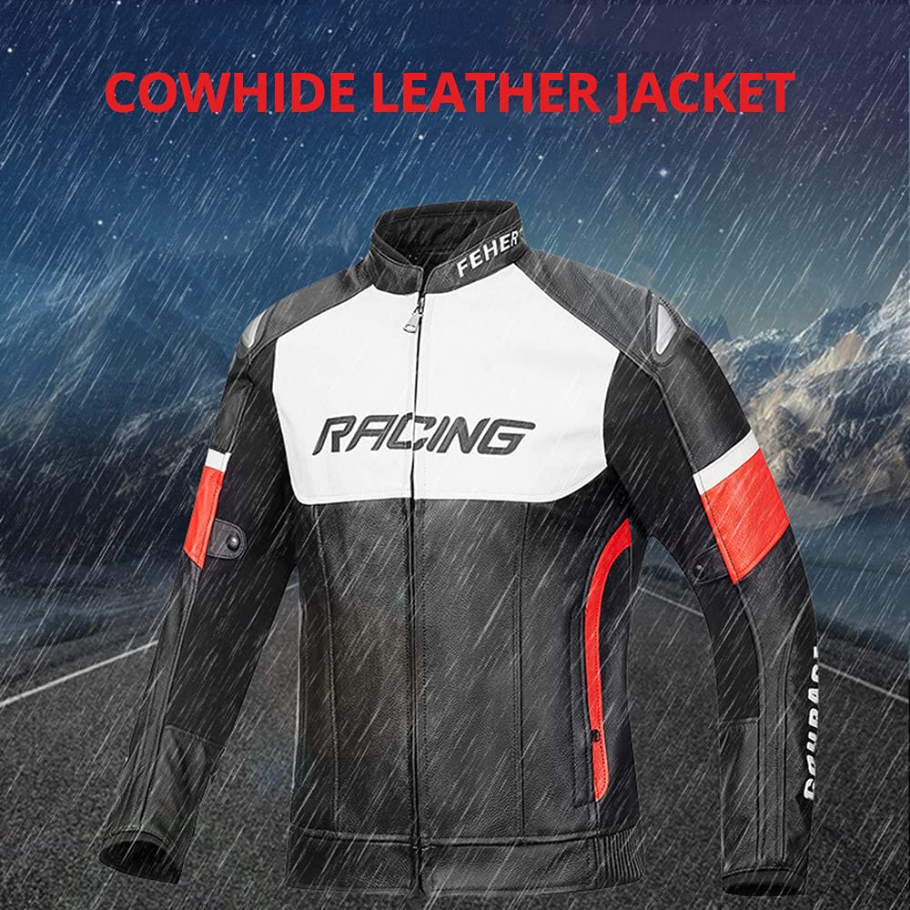 Amazon.com: Men Motorcycle Jacket Cowhide Leather Motocross